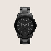 Armani Exchange Men's Dress Watch Black Dial Black Steel Bracelet AX2093