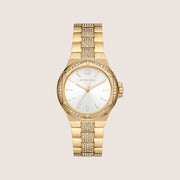 Michael Kors Women's Lennox Clear Stone-Set White Dial Watch MK7361