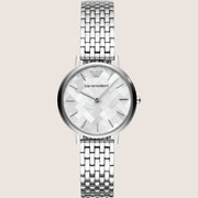 Emporio Armani Classic Silver Bracelet White Dial Ladies Watch AR11112