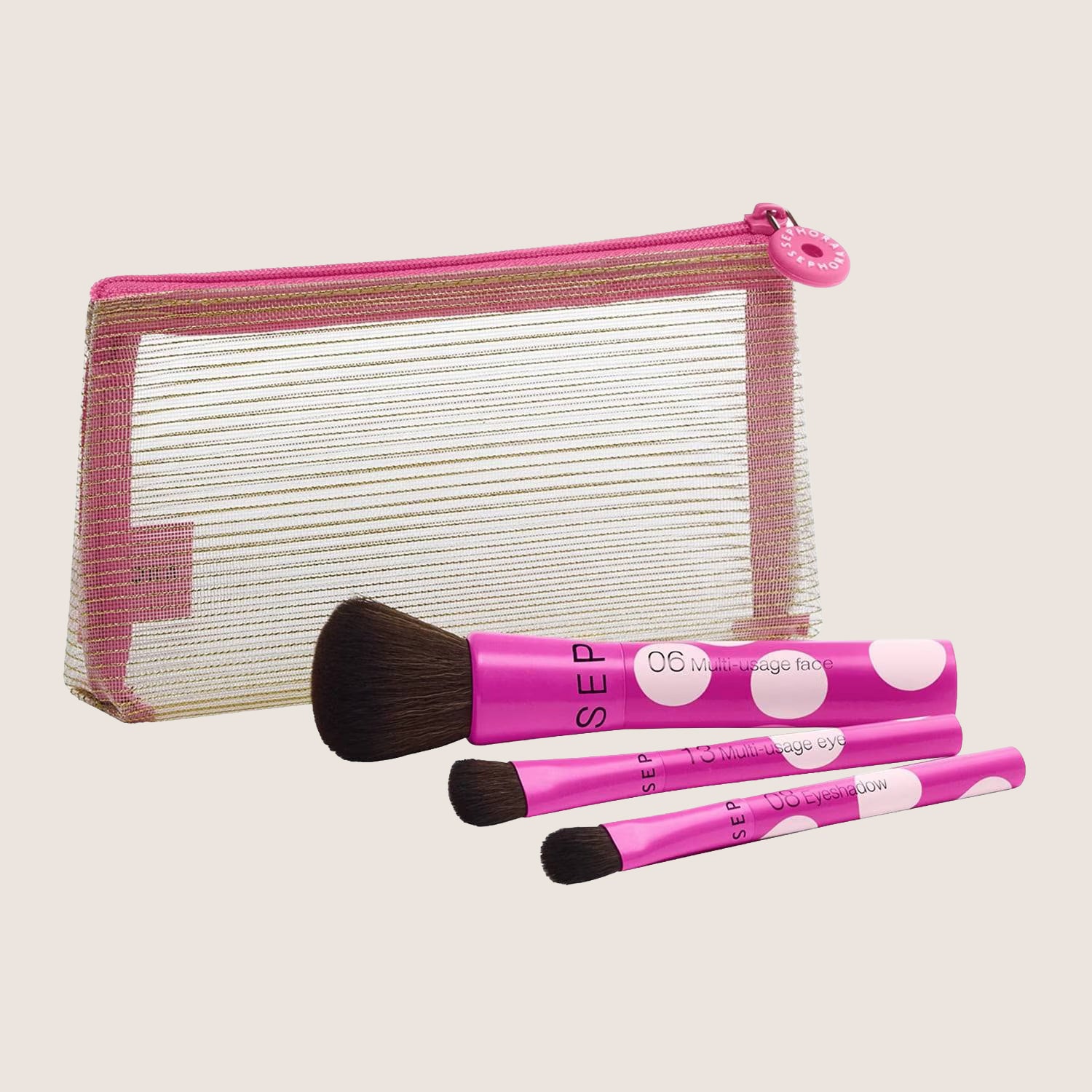 Sephora Collection Set of 3 Essential To-Go Brushes Travel Makeup Brush Kit