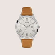 Guess Mens Dress Watch White Dial W0972G1