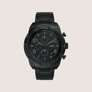 Fossil Mens Bronson Black Chronograph Steel Watch FS5712