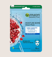 Garnier Moisture Bomb Pomegranate & Hyaluronic Acid Sheet Mask Hydrating & Replumping With Hyaluronic Acid 28g