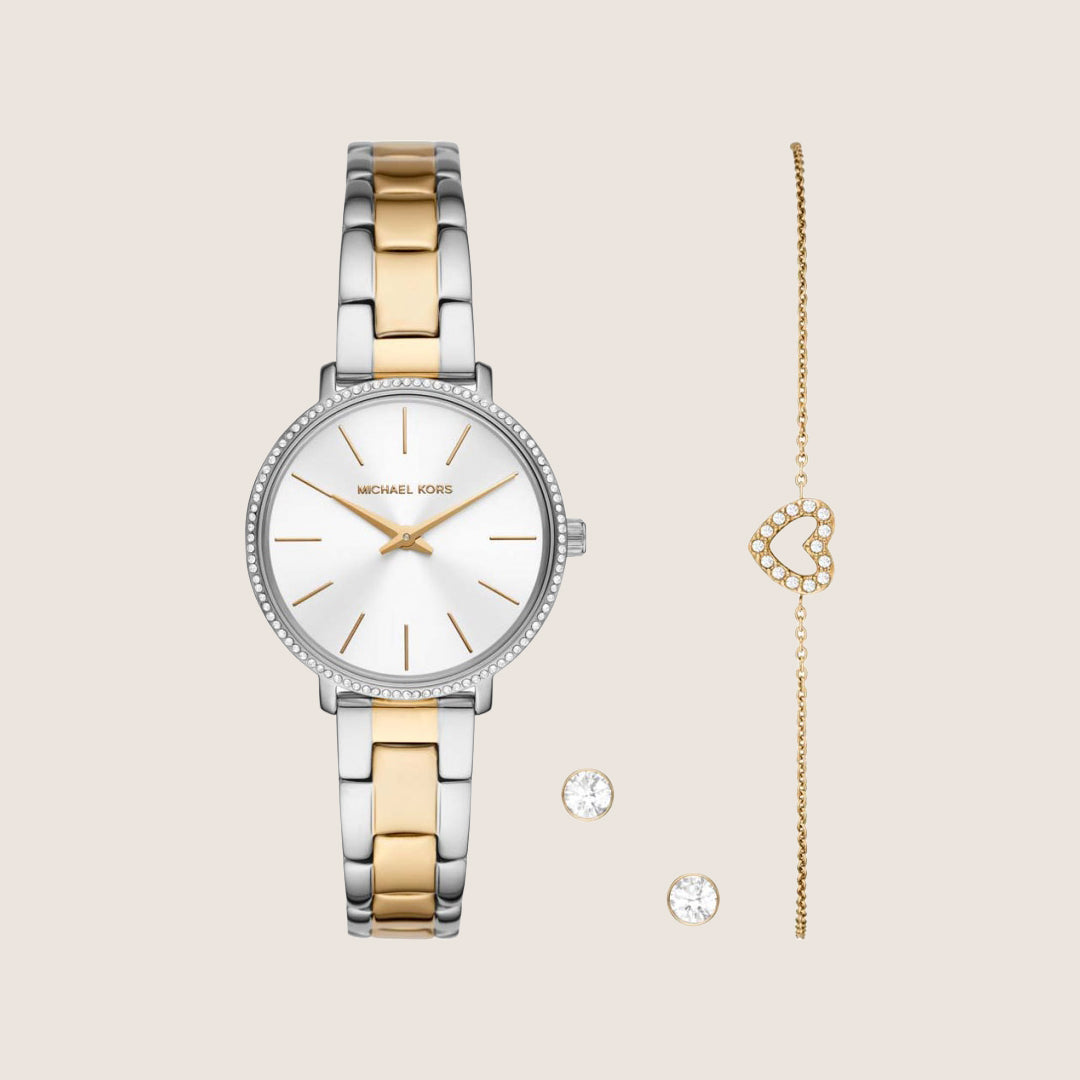 Michael Kors Women's Pyper Clear Stone-Set Silver Dial Watch MK1041