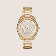 Michael Kors Women's Janelle Clear Stone-Set Gold Dial Watch MK7088