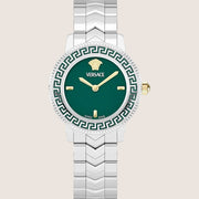 Versace Ladies Watch Silver Case Green Dial Steel Bracelet VEUCA0424