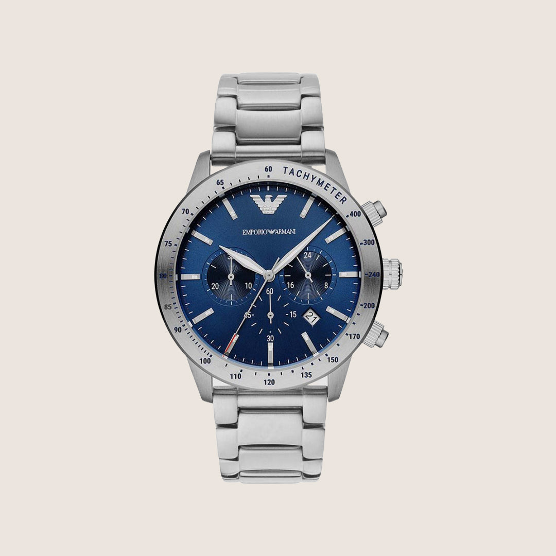Emporio Armani Men's Watch Blue Dial Silver Steel Bracelet AR11306