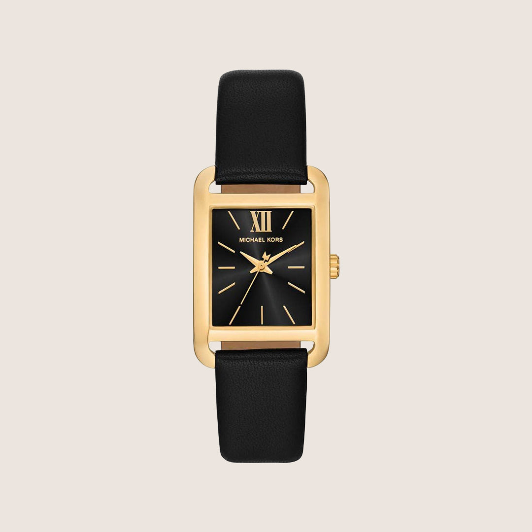 Michael Kors Women's Monroe Black Dial Gold Case Watch MKO1027
