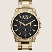 Armani Exchange Mens Dress Watch Gold Stainless Steel Bracelet AX2095