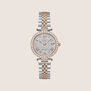 GC Ladies Flair Rose Gold Stone Set Day Date White Dial Dress Watch Z01014L1MF