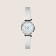 Fossil Women's Tillie Silver Mother-of-Pearl Crystal Bangle Analogue Watch BQ3893
