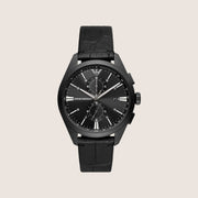 Emporio Armani Men's Watch Black Dial Black Leather Strap Long-Lasting AR11483