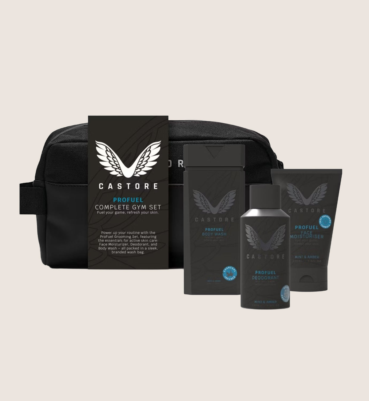Castore Profuel Gym Set - Hair & Body Wash, Face Wash, Deo Body Spray & Anti-Perspirant