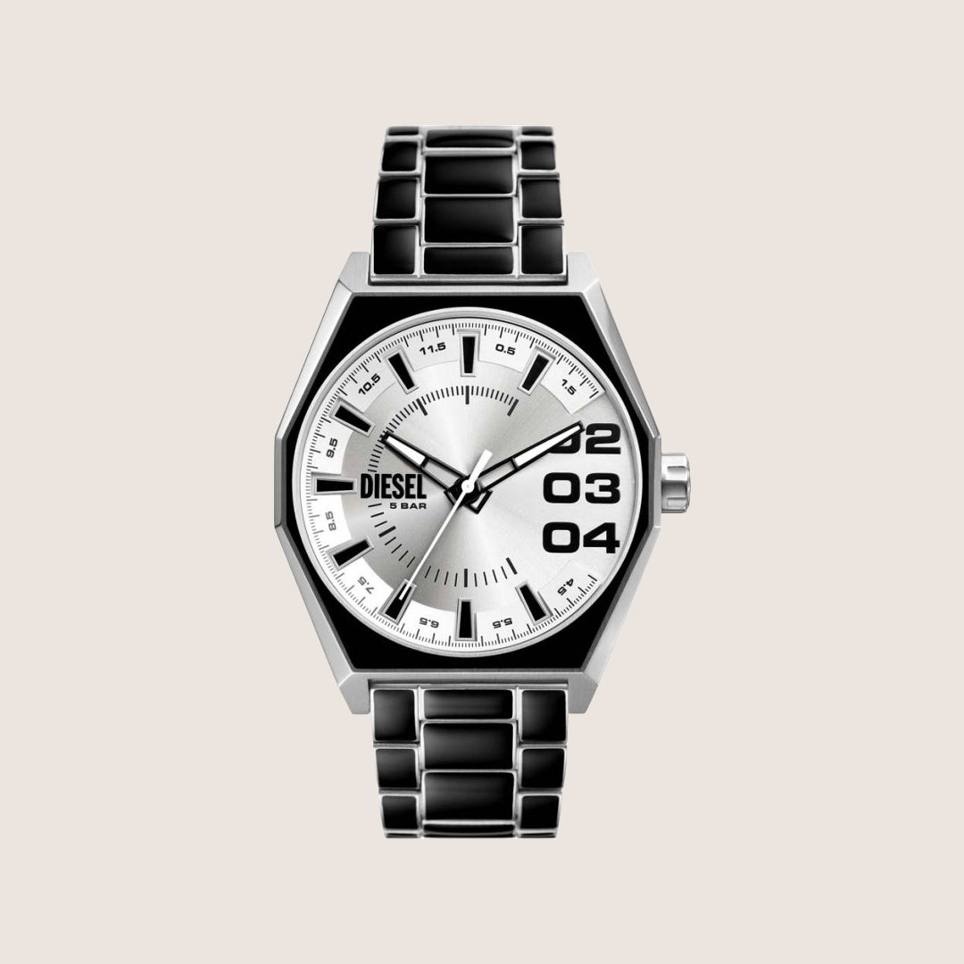 Diesel Mens Scraper Analogue Silver Dial Two-Tone Steel Bracelet Watch DZ2195