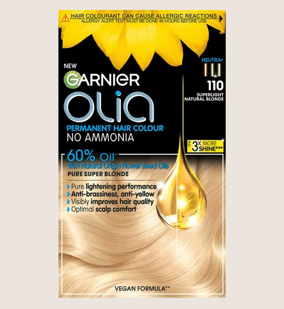 Garnier Olia 110 Super Light Natural Blonde: No Ammonia Permanent Dye, for ultra-luminous shine No Ammonia Formula