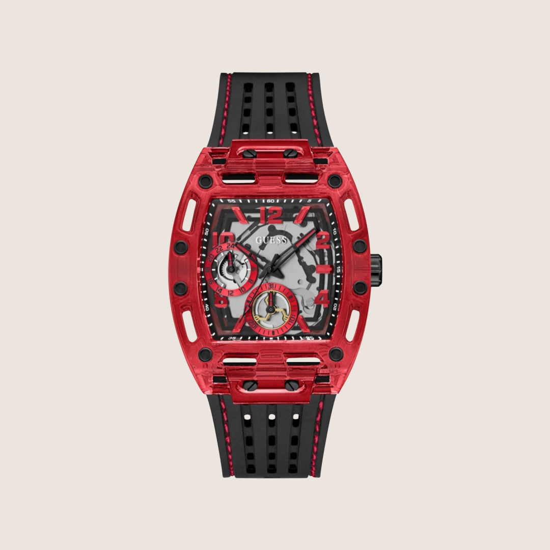 Guess Mens Phoenix Watch Transparent, Silver Dial GW0499G4