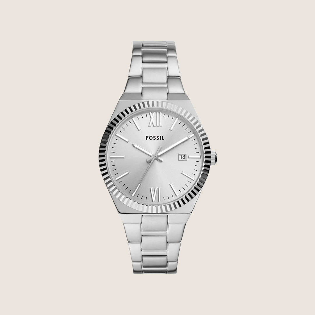 Fossil Women's Scarlette Silver Date Bracelet Analogue Watch ES5300