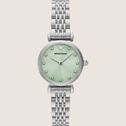Emporio Armani Silver Bracelet Fresh Green Dial Ladies Watch AR11667