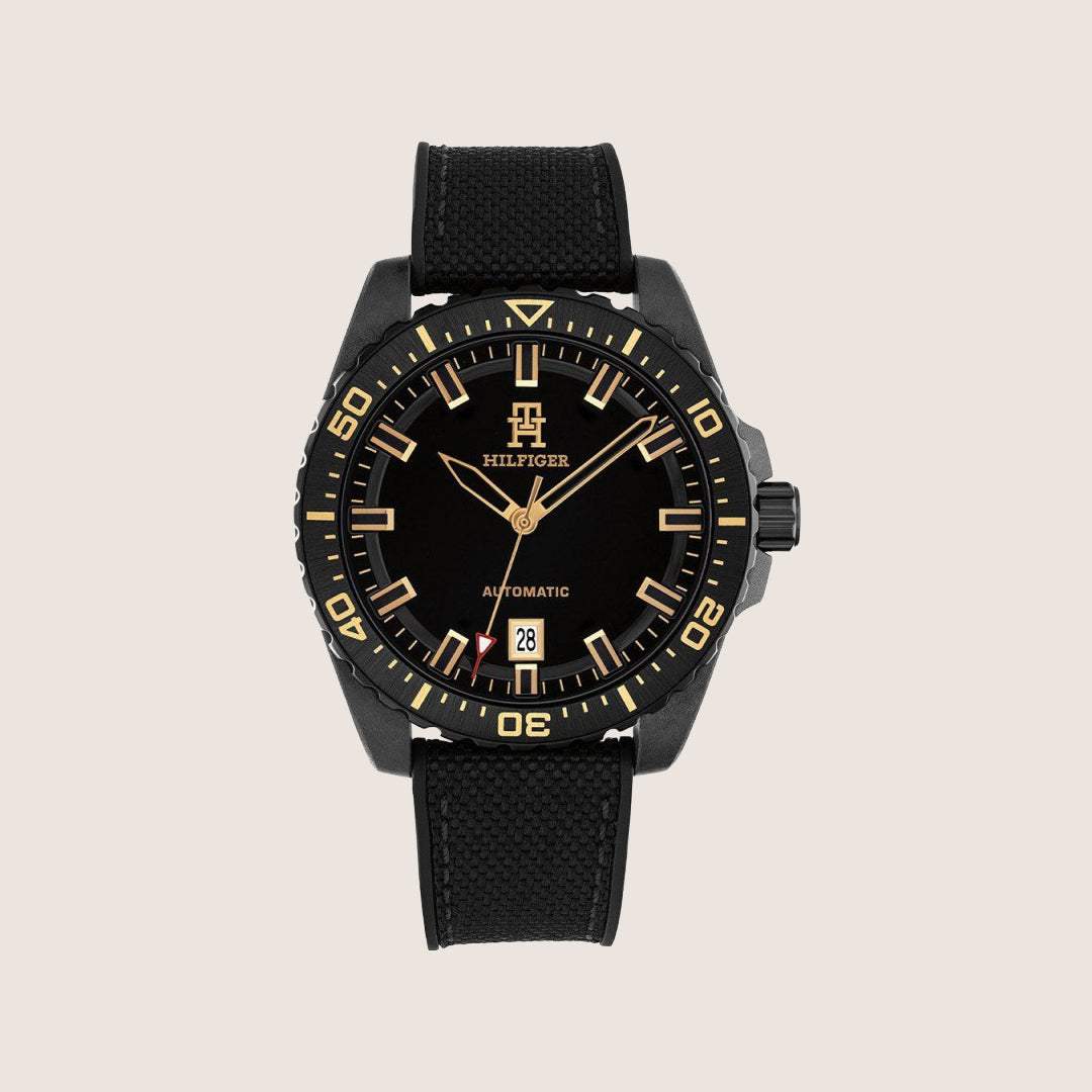 Tommy Hilfiger Men's Watch Black Dial Automatic Textile Strap 1792159