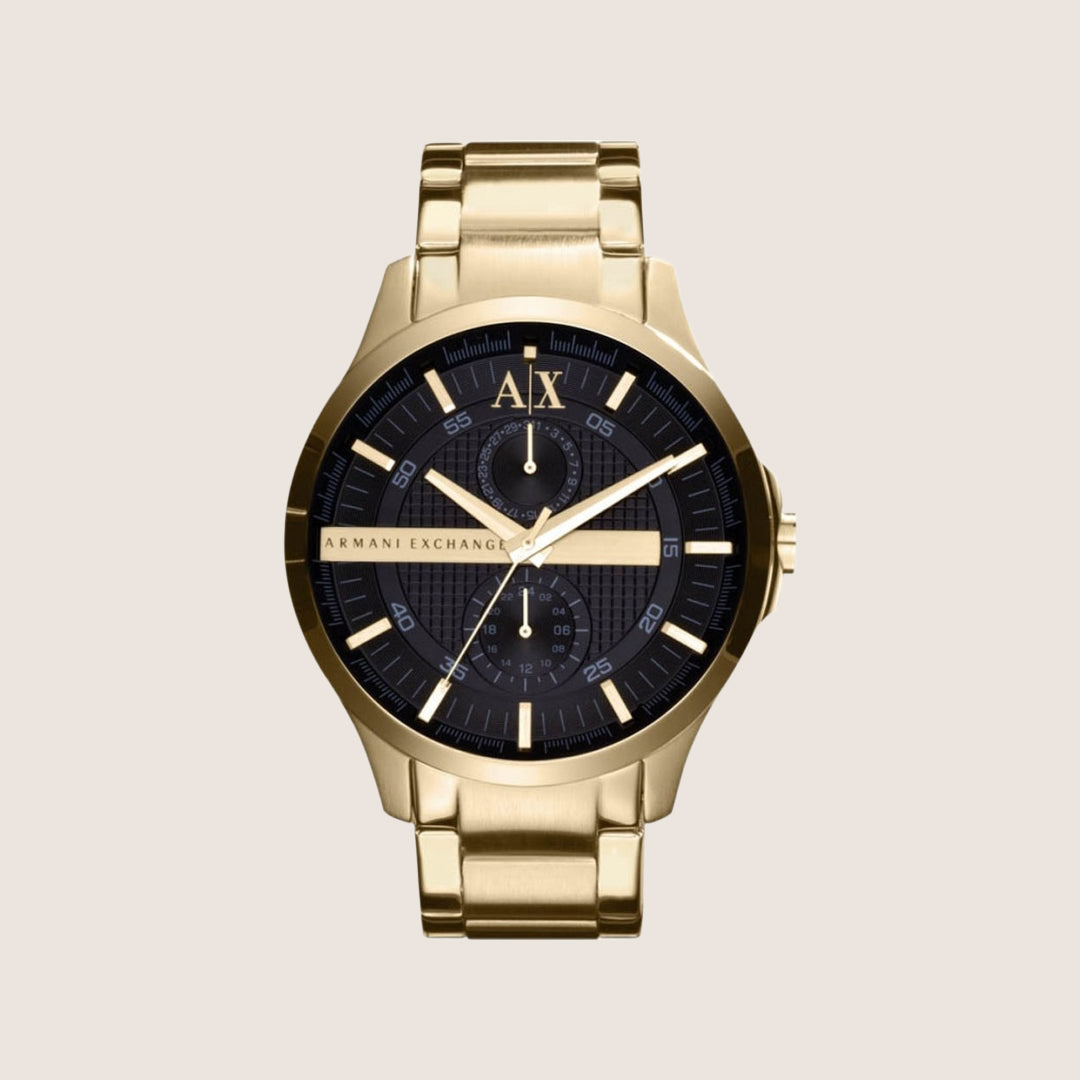 Armani Exchange Men's Dress Watch Black Dial Gold-Tone Bracelet AX2122
