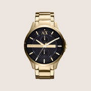 Armani Exchange Men's Dress Watch Black Dial Gold-Tone Bracelet AX2122