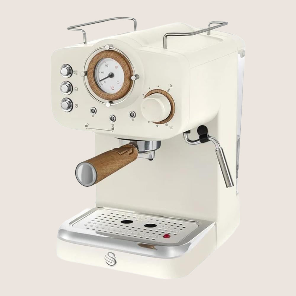SWAN Retro SK22110WHTN Pump Espresso Coffee Machine Milk Frother 1.2L - White