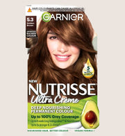 Garnier Nutrisse Ultra Crème Vegan Dye, 5.3 Golden Brown: Warm, shimmering tones, 8-week colour Vegan Formula