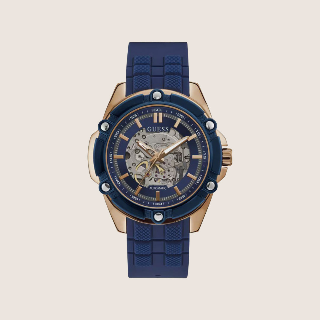 Guess Mens Watch Transparent, Blue Dial GW0061G3