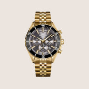 Rotary Mens Apex 100 Chronograph Black Dial Gold Bracelet Designer Watch RGB10014-04