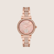 Michael Kors Women's Abbey Clear Stone-Set Pink Dial Watch MK4617