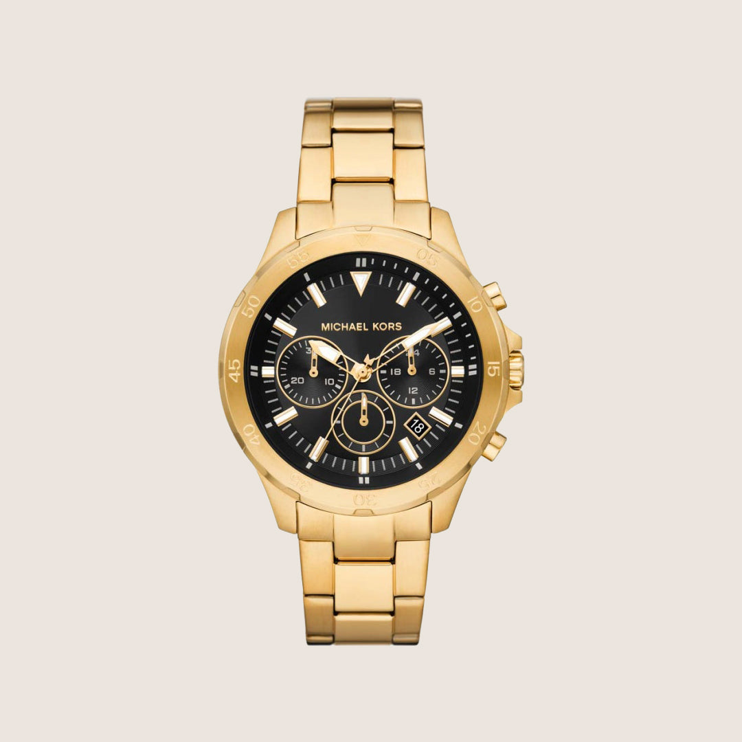 Michael Kors Men's Grayson Chronograph Black Dial Gold Stainless Steel Watch MK9108