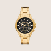 Michael Kors Men's Grayson Chronograph Black Dial Gold Stainless Steel Watch MK9108
