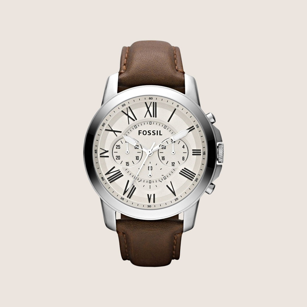 Fossil Mens Grant Brown Chronograph Watch FS4735