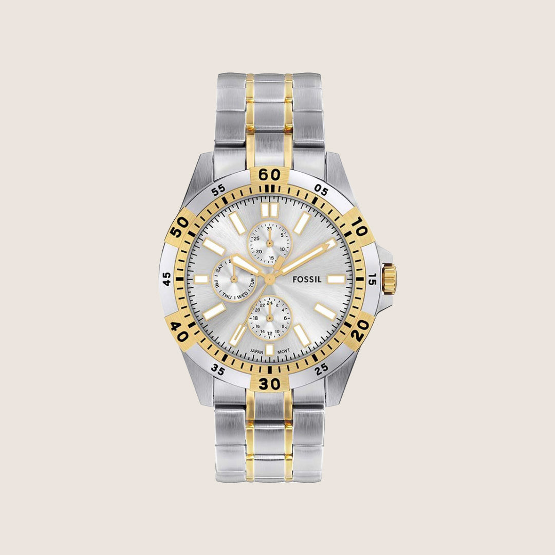 Fossil Mens Garrett Silver Dial Steel Watch FS6148