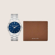 Michael Kors Men's Slim Runway Watch and Wallet Gift Set Silver Dial Stainless Steel MK1060SET