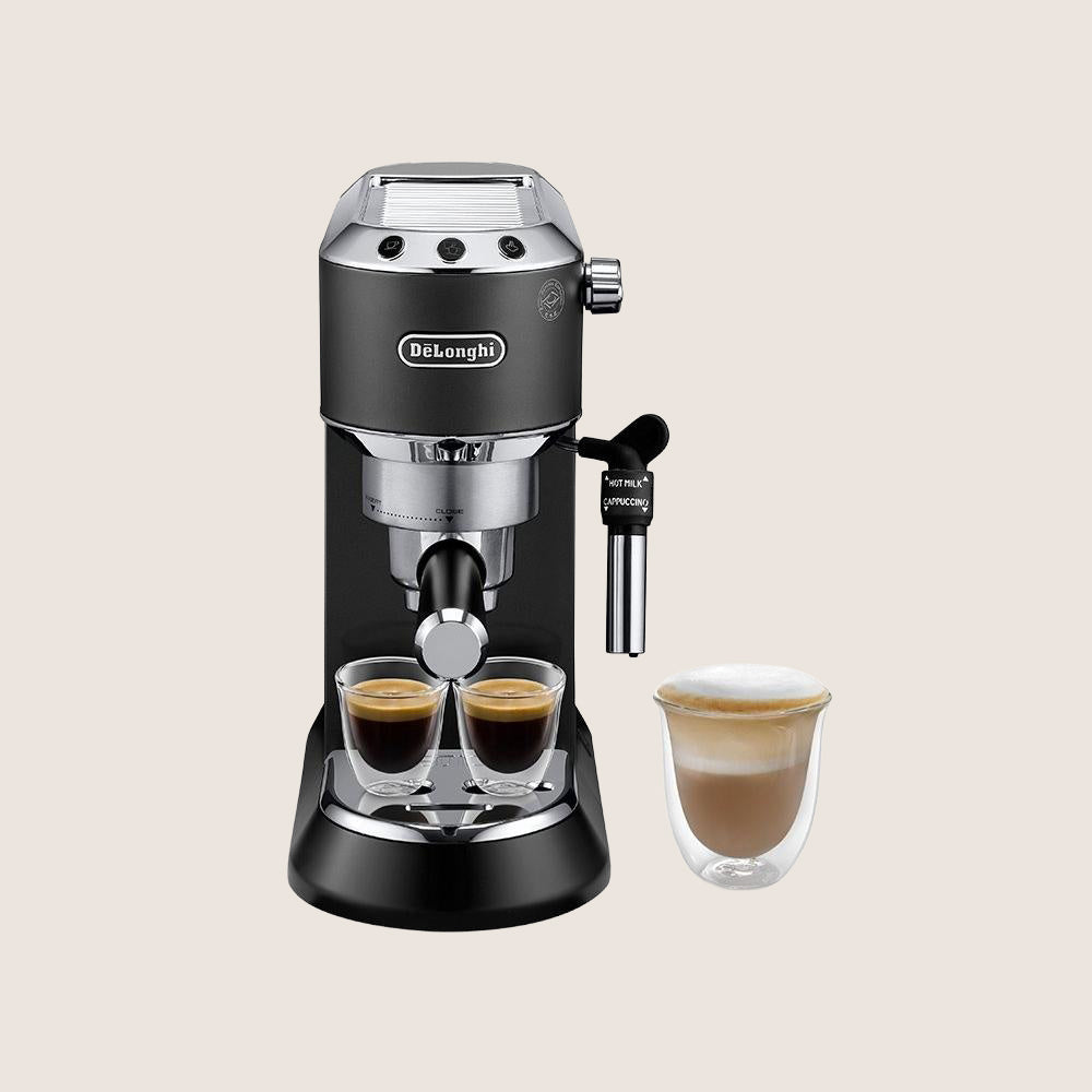 DELONGHI Dedica EC685BK Espresso Coffee Machine 15-Bar Milk Frother Cup Warmer 1L - Black