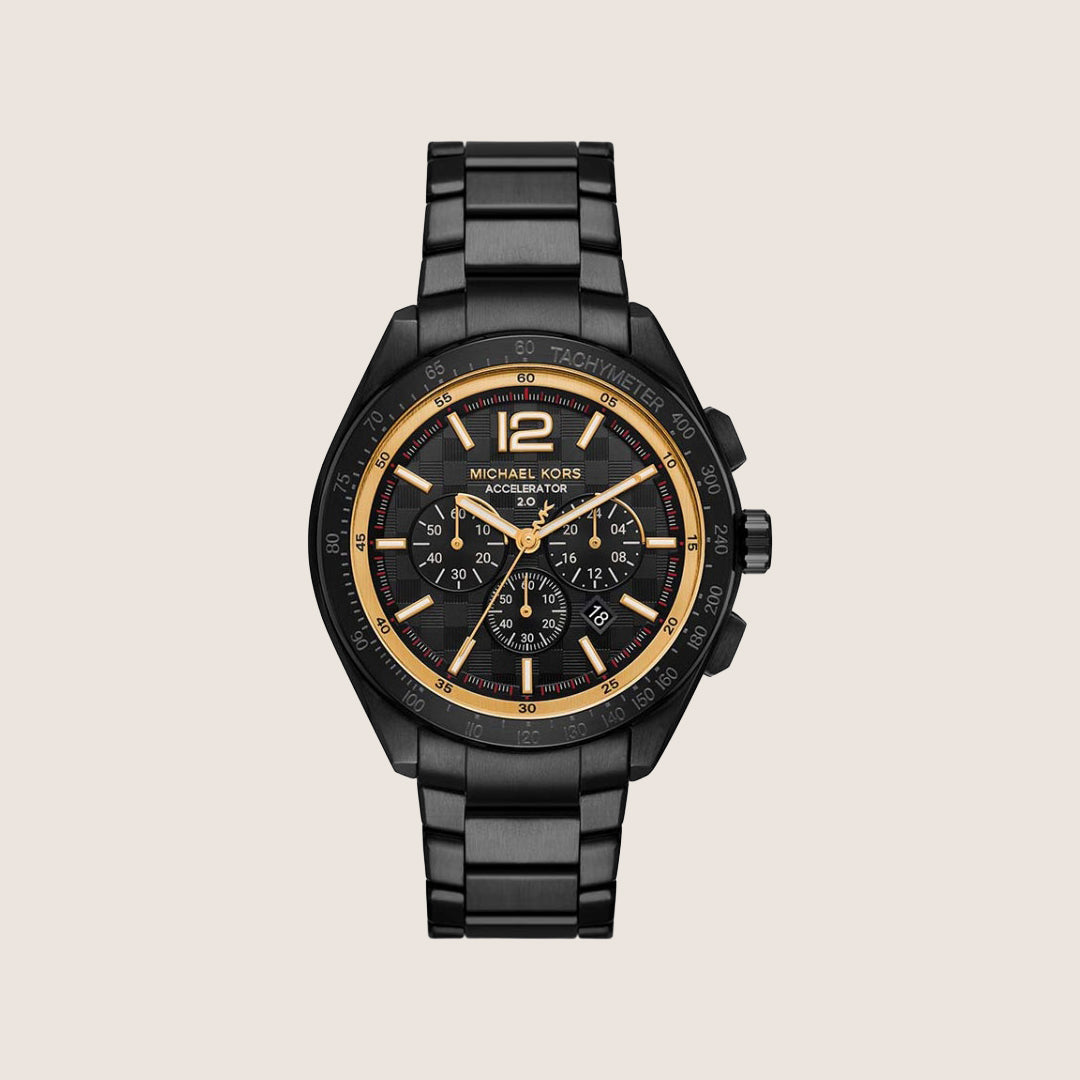 Michael Kors Men's Accelerator 2.0 Chronograph Black Dial Gold Stainless Steel Watch MK9179
