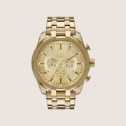 Diesel Mens Split Chronograph Gold Dial Gold Steel Bracelet Watch DZ4590