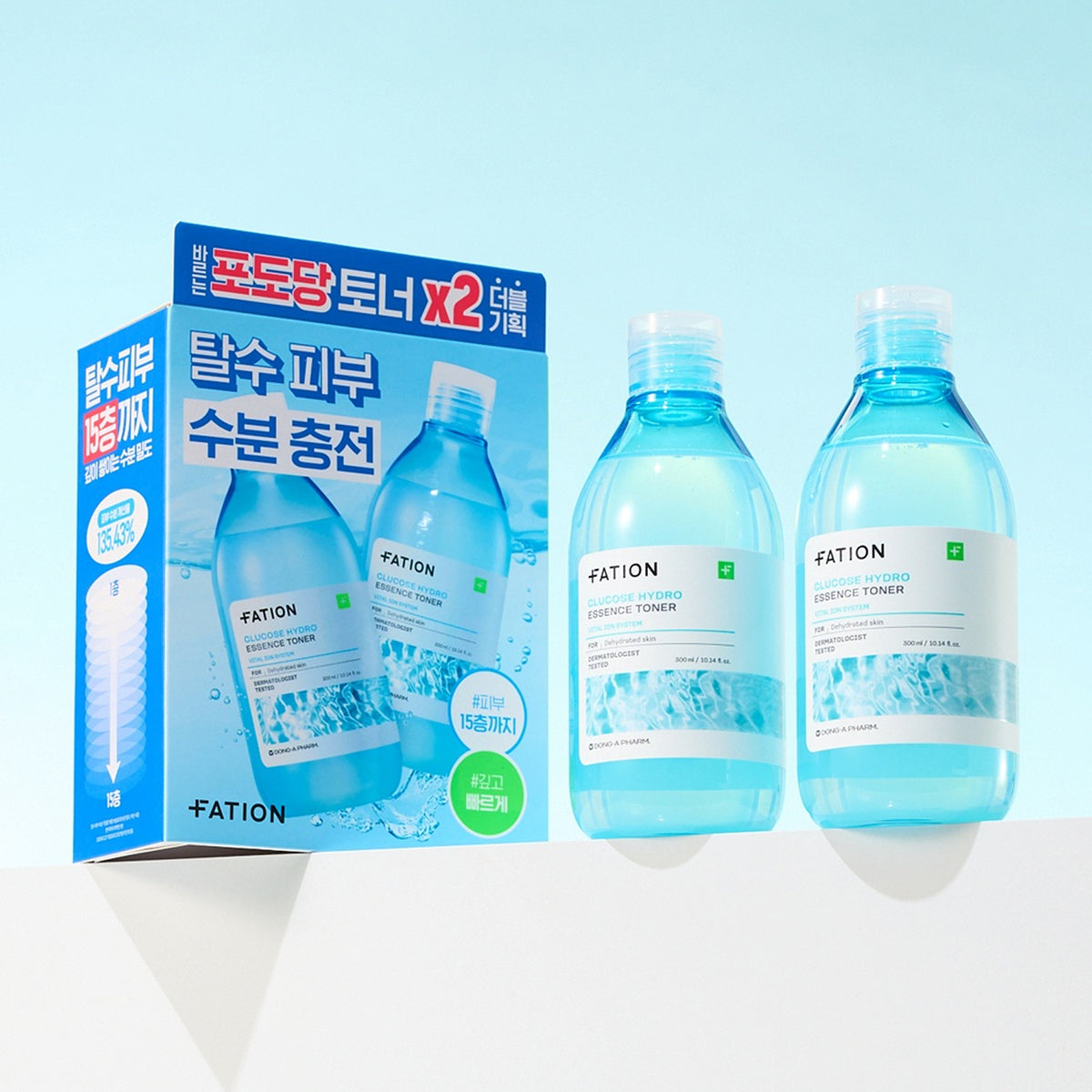 FATION Glucose Hydro Essence Toner 300ml Double Pack (+300ml)