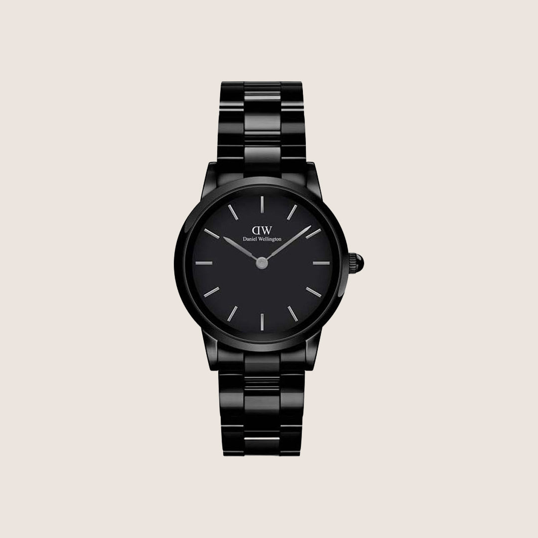 Daniel Wellington Women's Iconic Link Ceramic Black Dial Watch DW00100415