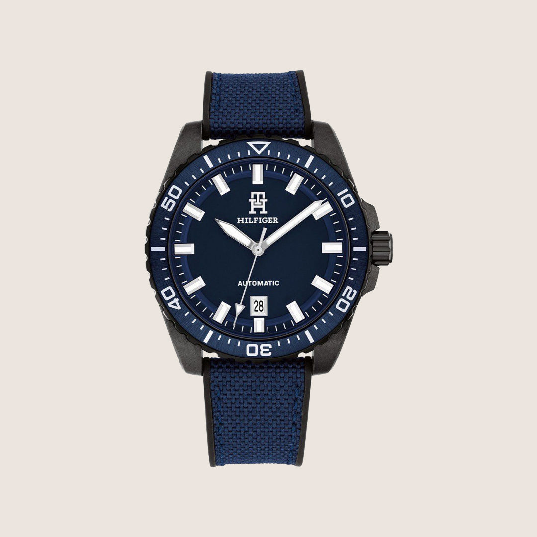 Tommy Hilfiger Men's Watch Blue Dial Automatic Textile Strap 1792160