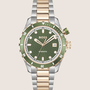 BOSS Men's Bossmatic Green Dial Two-Tone Automatic Steel Watch 1514181