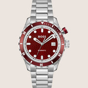BOSS Men's Bossmatic Red Dial Silver Steel Automatic Watch 1514179