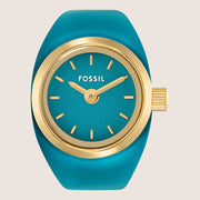 Fossil Watch Ring Two Tone Blue Dial Statement Piece ES5415