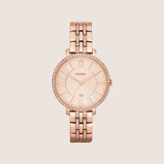 Fossil Women's Jacqueline Rose Gold Tone Steel Date Bracelet Analogue Watch ES3546