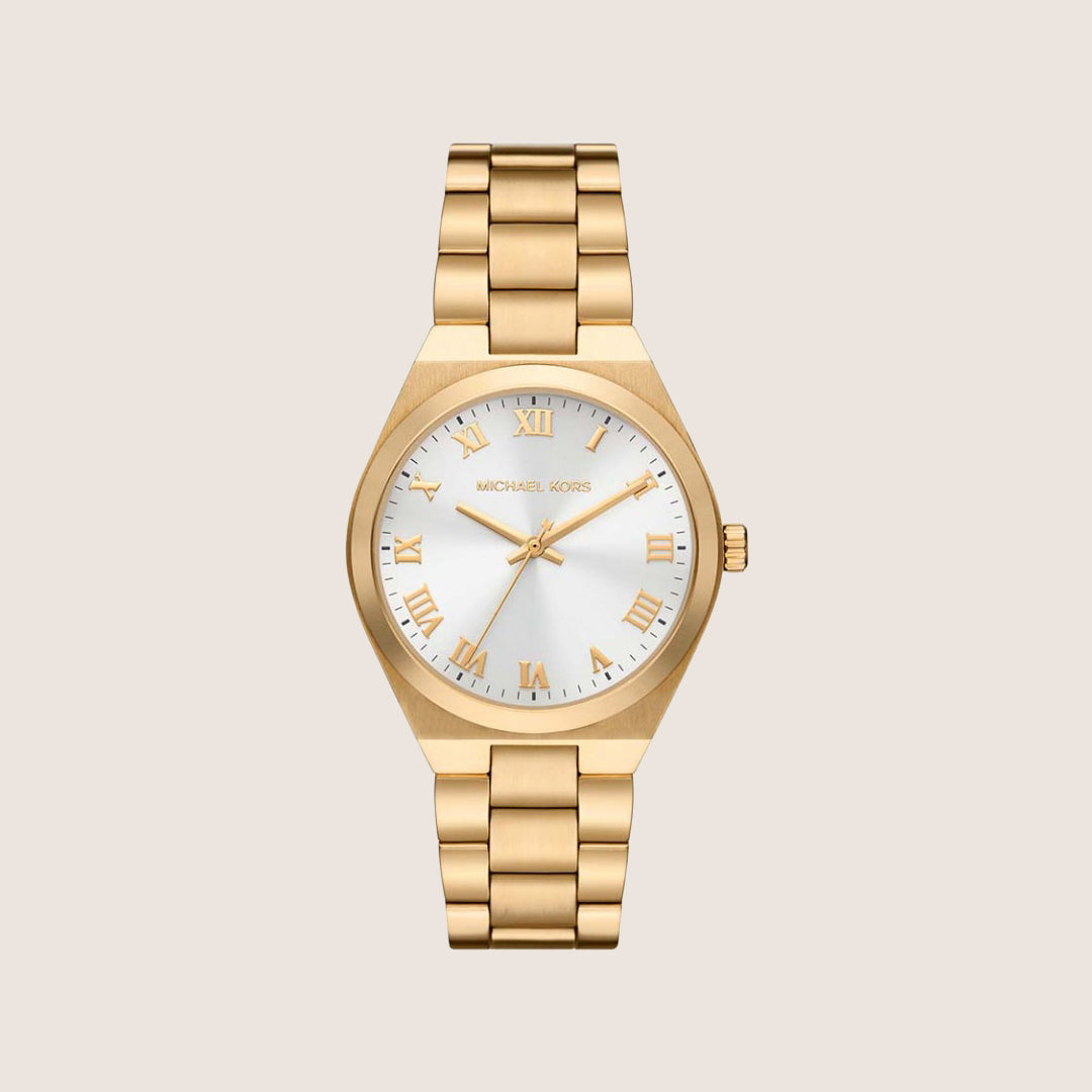 Michael Kors Women's Lennox White Dial Gold Case Watch MK7391