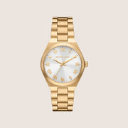 Michael Kors Women's Lennox White Dial Gold Case Watch MK7391