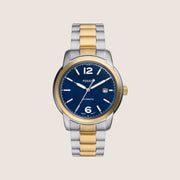 Fossil Mens Heritage Blue Dial Automatic Two Tone Watch ME3230