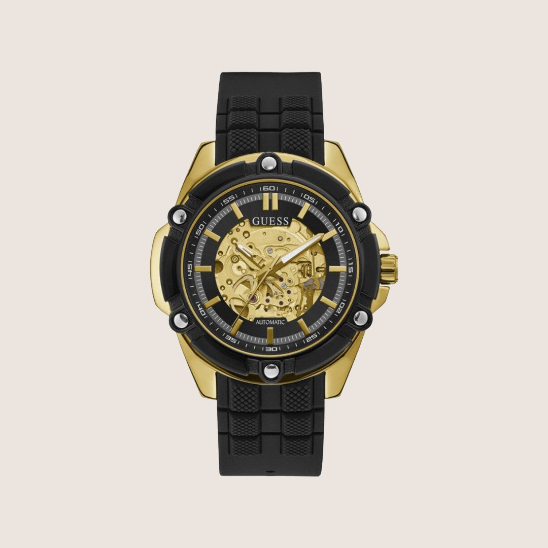 Guess Mens Watch Transparent, Gold Dial GW0061G2