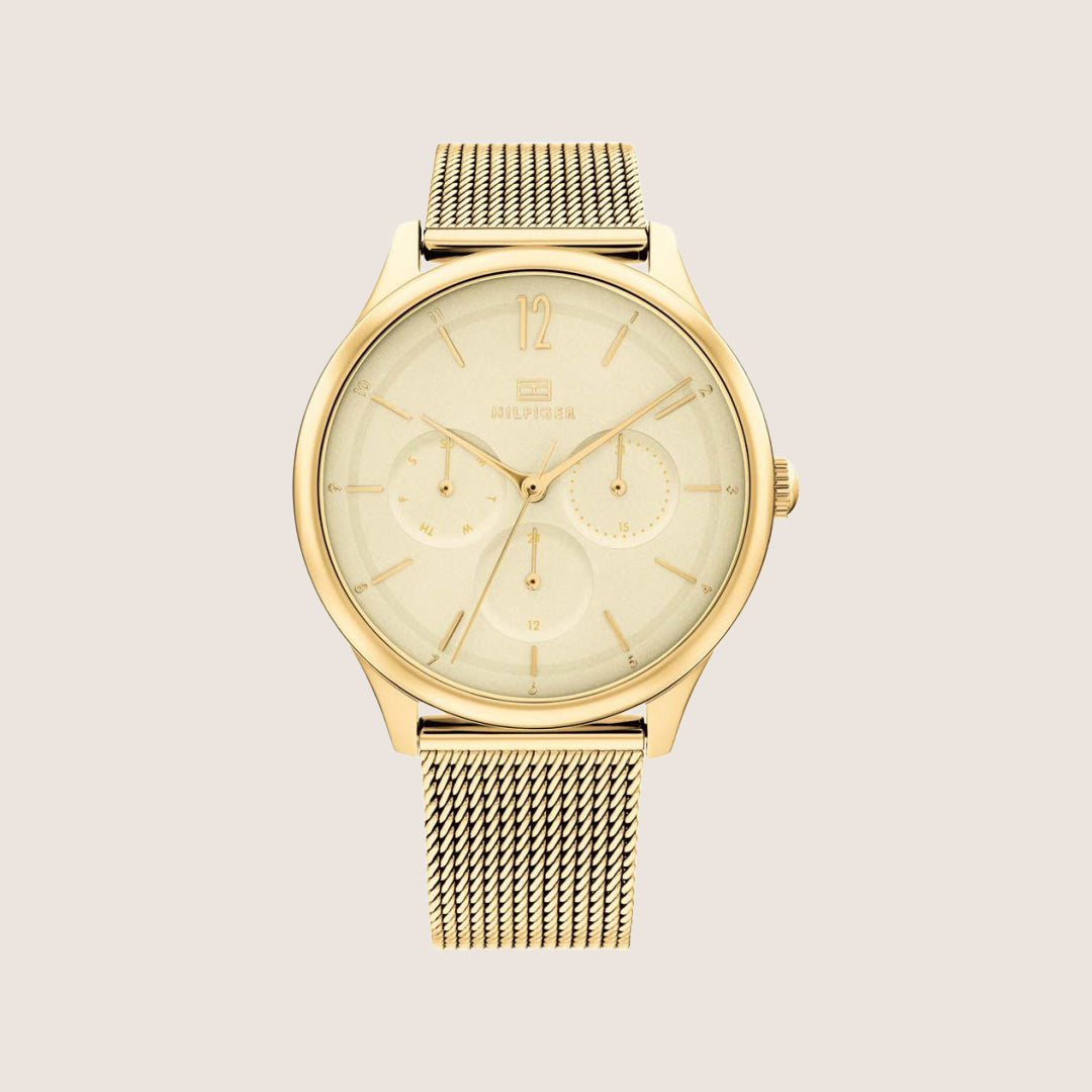 Tommy Hilfiger Women's Layla Gold Multi-Dial Gold Mesh Bracelet 1782458